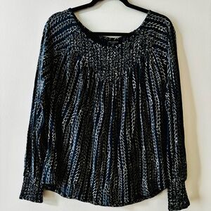 Lucky Brand Navy and White Blouse